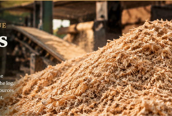 Rough-cut hardwood lumber produced at the mill